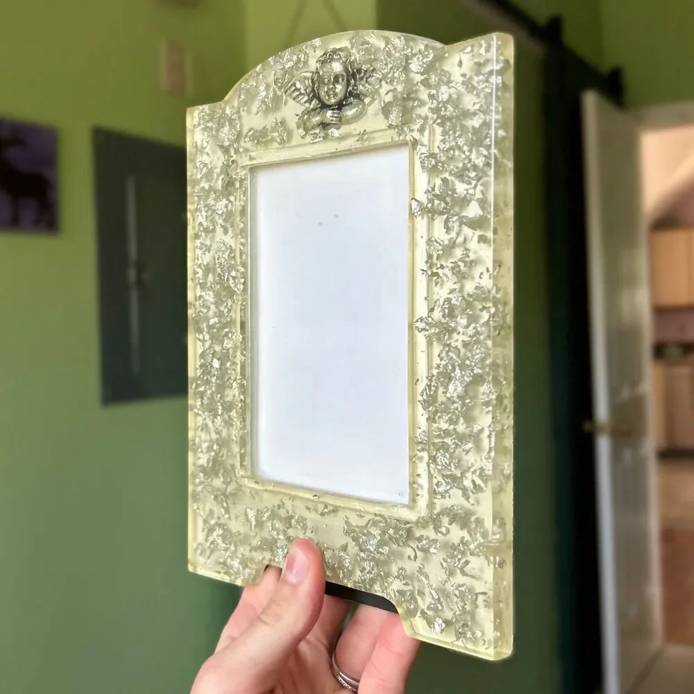 VTG Faith Based Angel Resin Encased Unique Sparkled Picture Frame Accent